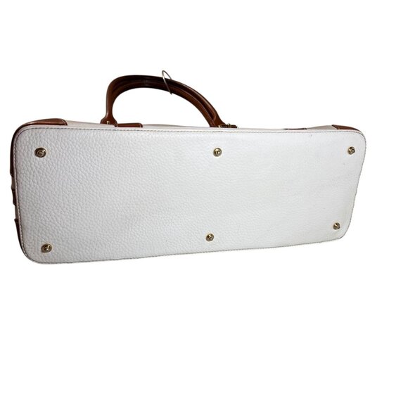 Dooney & Bourke Leather Purse Handbag Satchel Pebble Grain Domed White Tan Trim - Picture 13 of 16